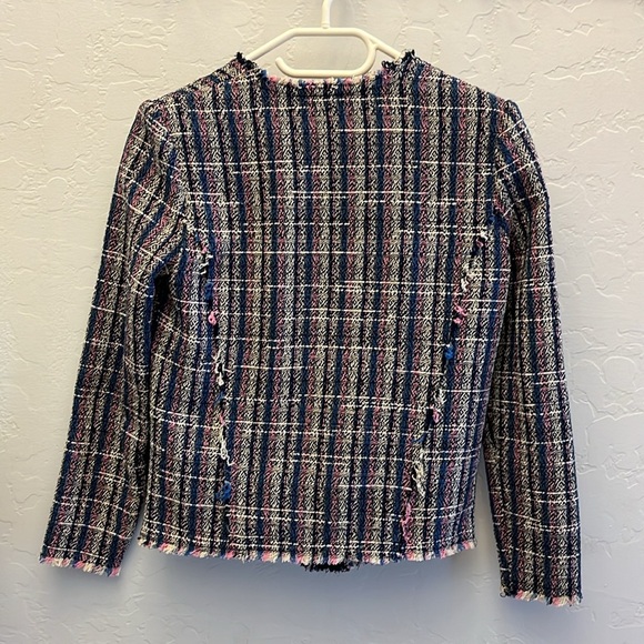 IRO Frannie Tweed Distressed Jacket Blue/Pink -Size 38 - Picture 6 of 14